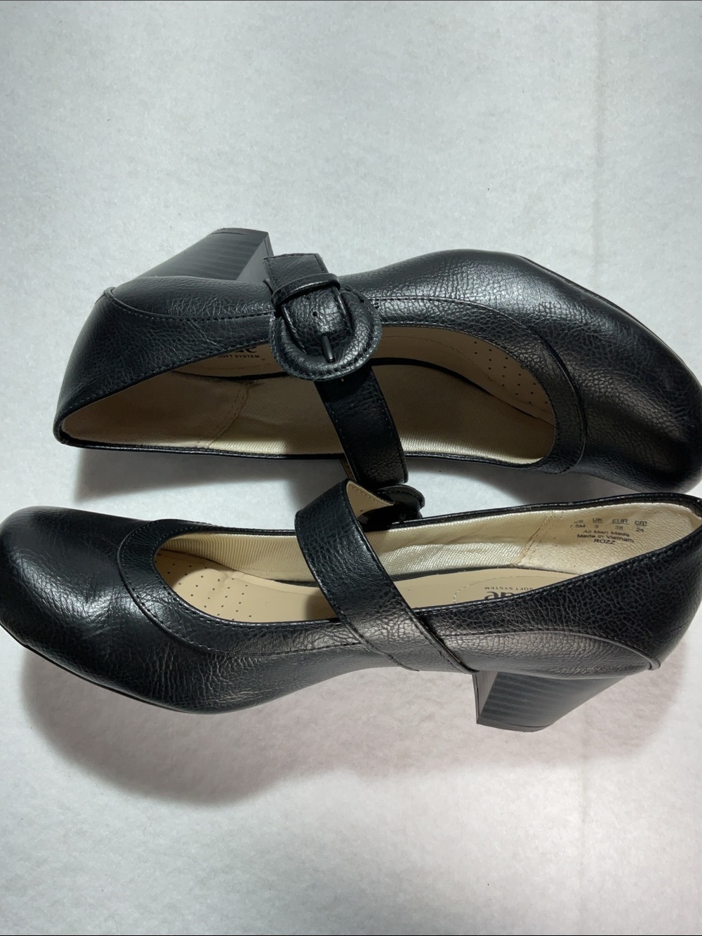 Life Stride Rozz Black Mary Jane Block Heel Pumps with Buckle - Picture 4 of 9